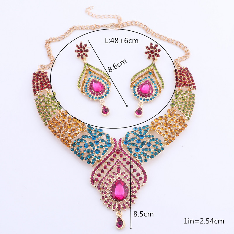 Cercei de lux cu cristal albastru pentru femei, colier, set de bijuterii pentru nunta de mireasă, elegant, petrecere, costum de bal, accesorii pentru rochie, cadouri