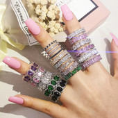 Novi dolazak iz 2023., modni luksuzni zeleni crni ružičasti srebrni vjenčani prsten Eternity Band za žene, poklon za zabave, nakit Z13
