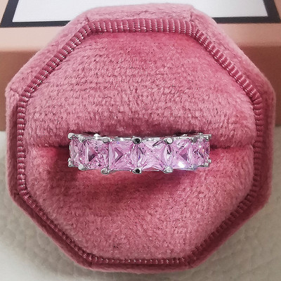 Novi dolazak iz 2023., modni luksuzni zeleni crni ružičasti srebrni vjenčani prsten Eternity Band za žene, poklon za zabave, nakit Z13