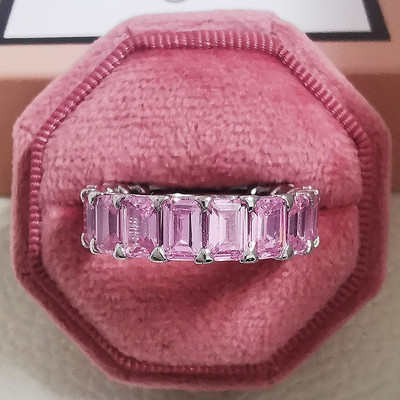 Novi dolazak iz 2023., modni luksuzni zeleni crni ružičasti srebrni vjenčani prsten Eternity Band za žene, poklon za zabave, nakit Z13