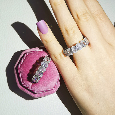 Novi dolazak iz 2023., modni luksuzni zeleni crni ružičasti srebrni vjenčani prsten Eternity Band za žene, poklon za zabave, nakit Z13