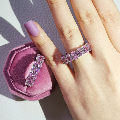 Novi dolazak iz 2023., modni luksuzni zeleni crni ružičasti srebrni vjenčani prsten Eternity Band za žene, poklon za zabave, nakit Z13