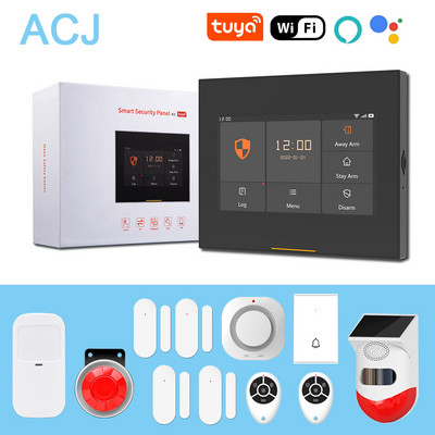 ACJ Wifi HD Комплект алармена система за интелигентна домашна сигурност Безжичен 433MHz IR детектор Аларма Сензор за звънец Дистанционно управление на звънец