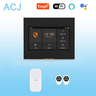 ACJ Wifi HD Έξυπνο κιτ συστήματος συναγερμού ασφαλείας για το σπίτι Ασύρματο 433MHz ανιχνευτής υπερύθρων Συναγερμός Αισθητήρας πόρτας Τηλεχειριστήριο με κουδούνι πόρτας
