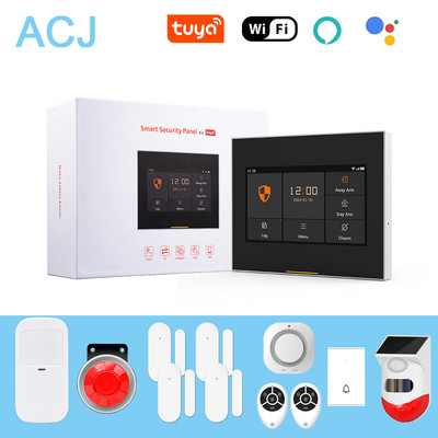 ACJ Wifi HD Έξυπνο κιτ συστήματος συναγερμού ασφαλείας για το σπίτι Ασύρματο 433MHz ανιχνευτής υπερύθρων Συναγερμός Αισθητήρας πόρτας Τηλεχειριστήριο με κουδούνι πόρτας