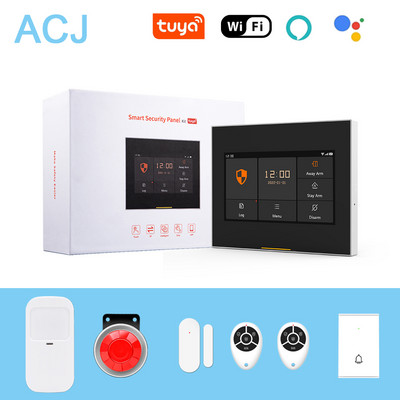 ACJ Wifi HD Έξυπνο κιτ συστήματος συναγερμού ασφαλείας για το σπίτι Ασύρματο 433MHz ανιχνευτής υπερύθρων Συναγερμός Αισθητήρας πόρτας Τηλεχειριστήριο με κουδούνι πόρτας