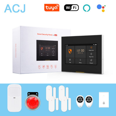 ACJ Wifi HD Έξυπνο κιτ συστήματος συναγερμού ασφαλείας για το σπίτι Ασύρματο 433MHz ανιχνευτής υπερύθρων Συναγερμός Αισθητήρας πόρτας Τηλεχειριστήριο με κουδούνι πόρτας