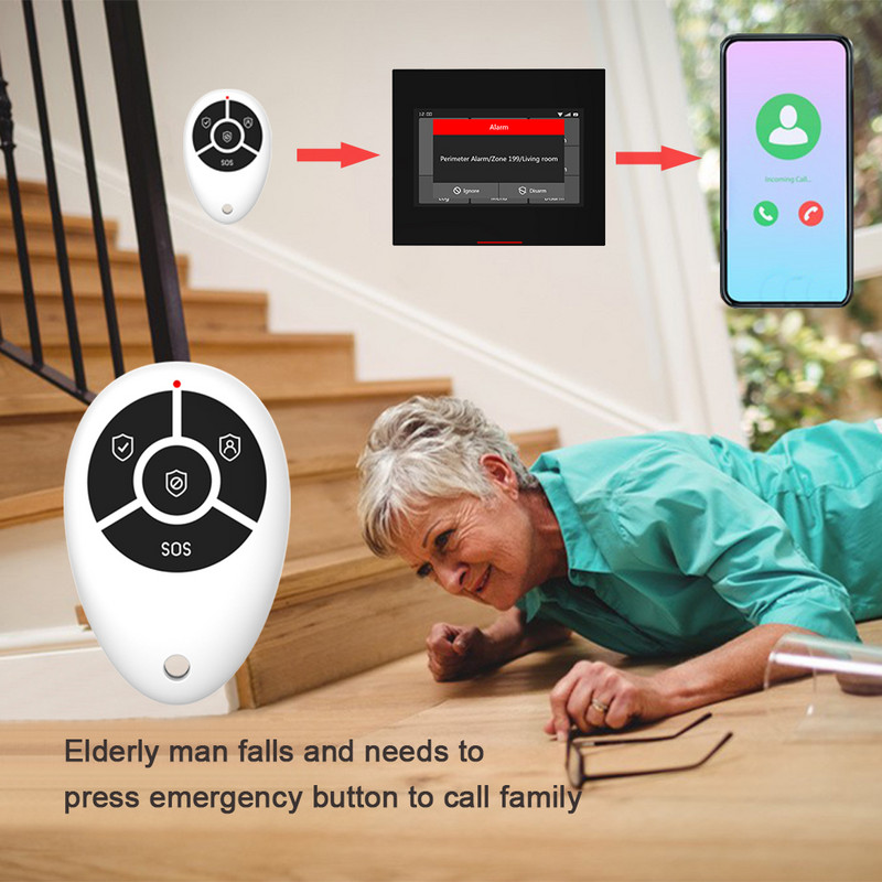 ACJ Wifi HD Έξυπνο κιτ συστήματος συναγερμού ασφαλείας για το σπίτι Ασύρματο 433MHz ανιχνευτής υπερύθρων Συναγερμός Αισθητήρας πόρτας Τηλεχειριστήριο με κουδούνι πόρτας