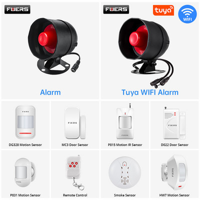 Fuers DIY WIFI Sistem de alarmă Tuya Difuzor sirenă Sunet puternic Sistem de alarmă pentru acasă Detector fără fir Control inteligent de securitate
