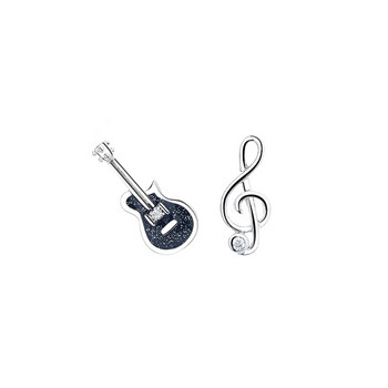 Момичешки асиметрични скрипичен ключ Обеци за китара Обеци с музикални ноти за жени Момичета Подарък за любители на музиката