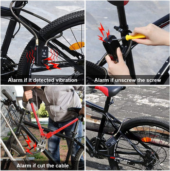 WSDCAM 4-цифрена парола за заключване против кражба Smart Bike Lock Безжично дистанционно управление Велосипед Колоездене Охранителна аларма Водоустойчив