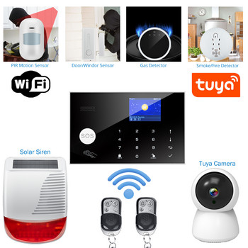 Tuya Smart Wireless WIFI GSM Домашна охранителна алармена система с безжичен сензор за движение, съвместим с Alexa и Google