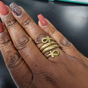 Пръстени с египетски кръст за жени Бижута Винтидж златен цвят пръстен от неръждаема стомана Сватбен пръстен Готически аксесоари Подарък