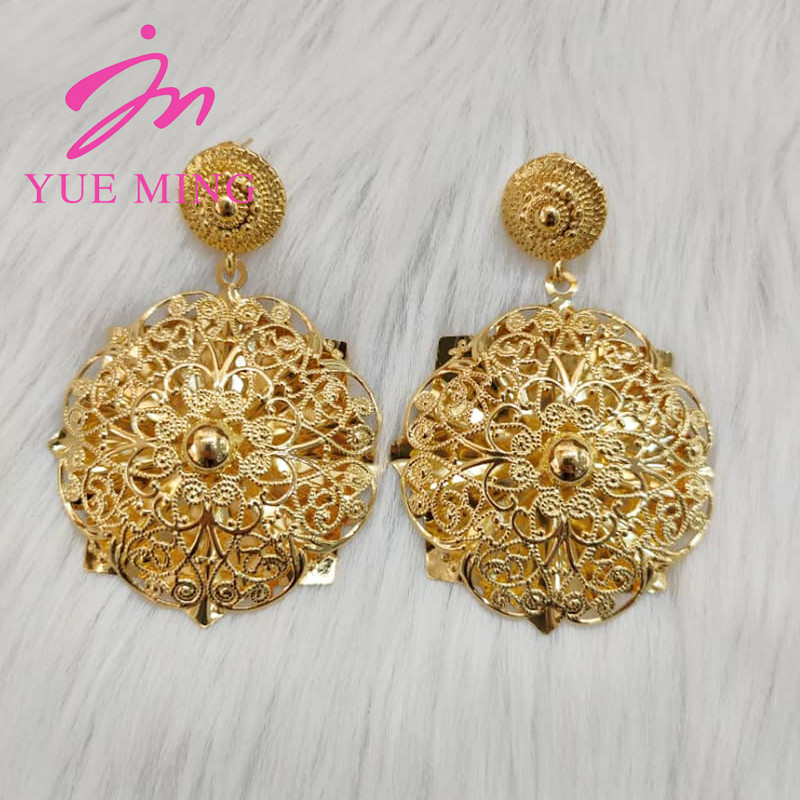 Velike naušnice i ogrlica od 18k zlata Dubai Modni setovi nakita u obliku cvijeta za lijepe žene Ogrlica s naušnicama