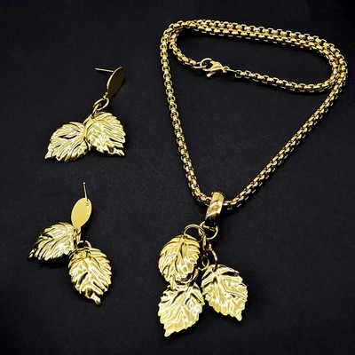 AMUMIU Luxusné šperky z nehrdzavejúcej ocele, zlatá farba, dámske okrúhle náhrdelníky a náušnice, dubajské brazílske svadobné šperky JS091