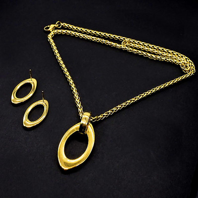 AMUMIU Luxusné šperky z nehrdzavejúcej ocele, zlatá farba, dámske okrúhle náhrdelníky a náušnice, dubajské brazílske svadobné šperky JS091