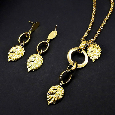 AMUMIU Luxusné šperky z nehrdzavejúcej ocele, zlatá farba, dámske okrúhle náhrdelníky a náušnice, dubajské brazílske svadobné šperky JS091