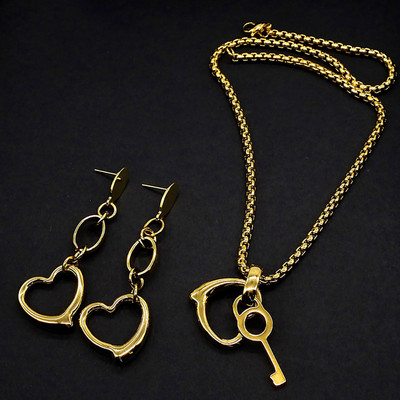 AMUMIU Luxusné šperky z nehrdzavejúcej ocele, zlatá farba, dámske okrúhle náhrdelníky a náušnice, dubajské brazílske svadobné šperky JS091