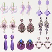 Dlhé visiace náušnice Fialová séria pre ženy, elegantné módne luxusné doplnky do uší, vintage motýľové srdce, geometrické šperky