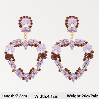 Dlhé visiace náušnice Fialová séria pre ženy, elegantné módne luxusné doplnky do uší, vintage motýľové srdce, geometrické šperky