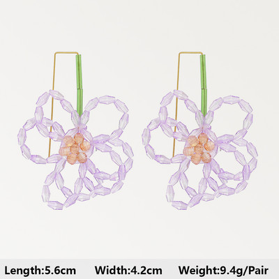 Dlhé visiace náušnice Fialová séria pre ženy, elegantné módne luxusné doplnky do uší, vintage motýľové srdce, geometrické šperky