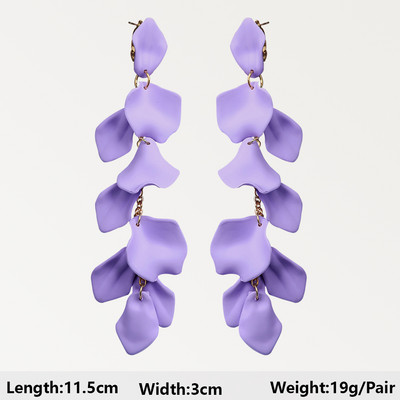 Dlhé visiace náušnice Fialová séria pre ženy, elegantné módne luxusné doplnky do uší, vintage motýľové srdce, geometrické šperky