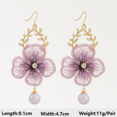 Dlhé visiace náušnice Fialová séria pre ženy, elegantné módne luxusné doplnky do uší, vintage motýľové srdce, geometrické šperky