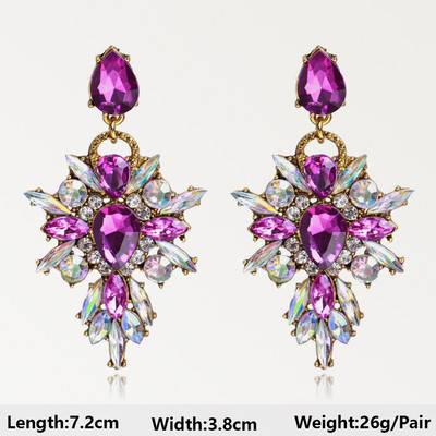 Dlhé visiace náušnice Fialová séria pre ženy, elegantné módne luxusné doplnky do uší, vintage motýľové srdce, geometrické šperky