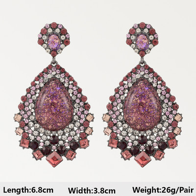 Dlhé visiace náušnice Fialová séria pre ženy, elegantné módne luxusné doplnky do uší, vintage motýľové srdce, geometrické šperky