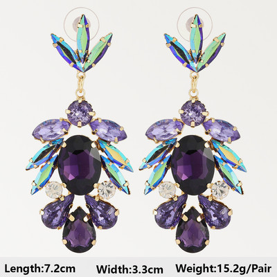 Dlhé visiace náušnice Fialová séria pre ženy, elegantné módne luxusné doplnky do uší, vintage motýľové srdce, geometrické šperky