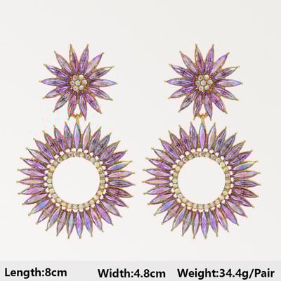 Dlhé visiace náušnice Fialová séria pre ženy, elegantné módne luxusné doplnky do uší, vintage motýľové srdce, geometrické šperky