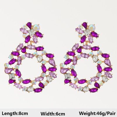 Dlhé visiace náušnice Fialová séria pre ženy, elegantné módne luxusné doplnky do uší, vintage motýľové srdce, geometrické šperky