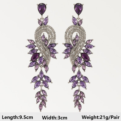 Dlhé visiace náušnice Fialová séria pre ženy, elegantné módne luxusné doplnky do uší, vintage motýľové srdce, geometrické šperky