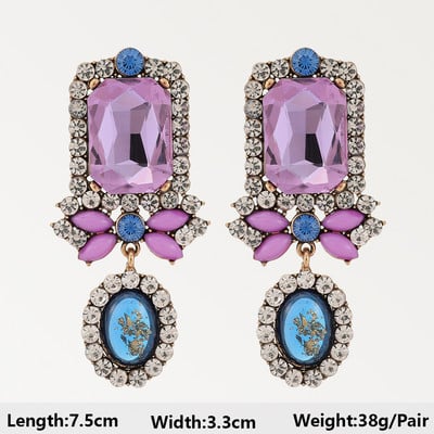 Dlhé visiace náušnice Fialová séria pre ženy, elegantné módne luxusné doplnky do uší, vintage motýľové srdce, geometrické šperky