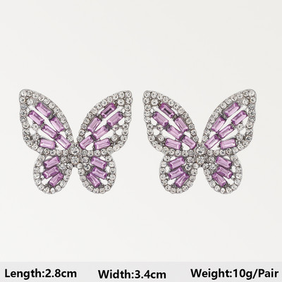 Dlhé visiace náušnice Fialová séria pre ženy, elegantné módne luxusné doplnky do uší, vintage motýľové srdce, geometrické šperky