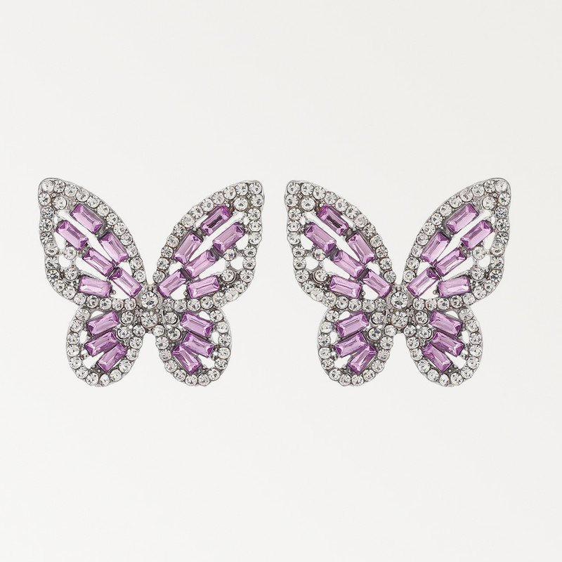 Dlhé visiace náušnice Fialová séria pre ženy, elegantné módne luxusné doplnky do uší, vintage motýľové srdce, geometrické šperky