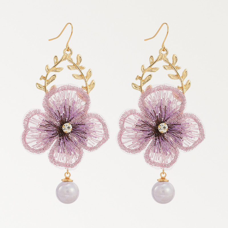 Dlhé visiace náušnice Fialová séria pre ženy, elegantné módne luxusné doplnky do uší, vintage motýľové srdce, geometrické šperky