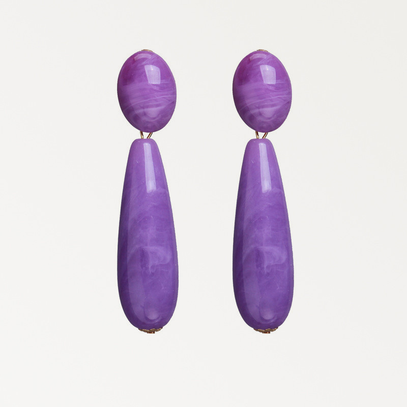 Dlhé visiace náušnice Fialová séria pre ženy, elegantné módne luxusné doplnky do uší, vintage motýľové srdce, geometrické šperky