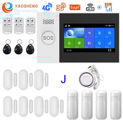 Bezdrôtový 4G WIFI GSM domáci bezpečnostný alarm proti vlámaniu SMS Tuya SmartLife ovládanie pomocou aplikácie s pohybovým senzorom, podpora Alexa a Google