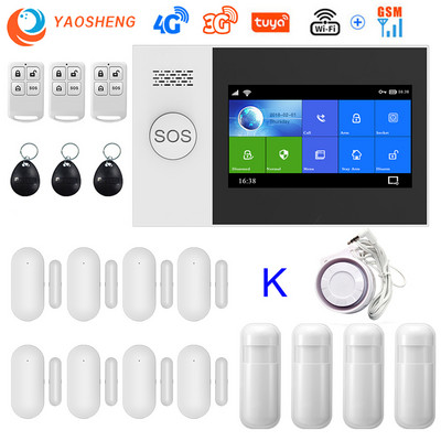 Bezdrôtový 4G WIFI GSM domáci bezpečnostný alarm proti vlámaniu SMS Tuya SmartLife ovládanie pomocou aplikácie s pohybovým senzorom, podpora Alexa a Google