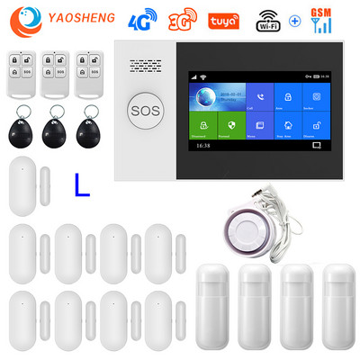 Bezdrôtový 4G WIFI GSM domáci bezpečnostný alarm proti vlámaniu SMS Tuya SmartLife ovládanie pomocou aplikácie s pohybovým senzorom, podpora Alexa a Google