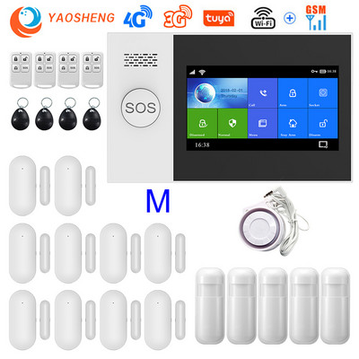 Bezdrôtový 4G WIFI GSM domáci bezpečnostný alarm proti vlámaniu SMS Tuya SmartLife ovládanie pomocou aplikácie s pohybovým senzorom, podpora Alexa a Google