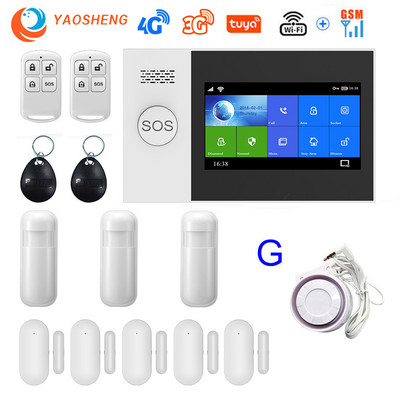 Bezdrôtový 4G WIFI GSM domáci bezpečnostný alarm proti vlámaniu SMS Tuya SmartLife ovládanie pomocou aplikácie s pohybovým senzorom, podpora Alexa a Google