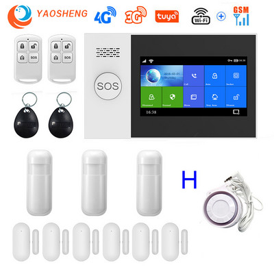 Bezdrôtový 4G WIFI GSM domáci bezpečnostný alarm proti vlámaniu SMS Tuya SmartLife ovládanie pomocou aplikácie s pohybovým senzorom, podpora Alexa a Google