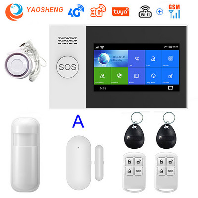 Bezdrôtový 4G WIFI GSM domáci bezpečnostný alarm proti vlámaniu SMS Tuya SmartLife ovládanie pomocou aplikácie s pohybovým senzorom, podpora Alexa a Google