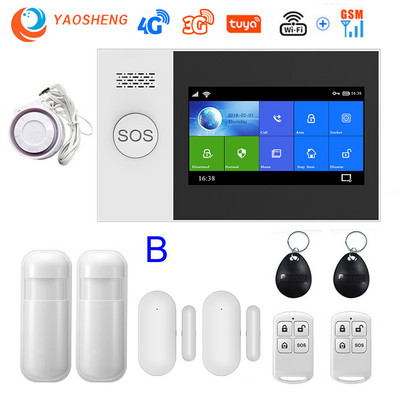 Bezdrôtový 4G WIFI GSM domáci bezpečnostný alarm proti vlámaniu SMS Tuya SmartLife ovládanie pomocou aplikácie s pohybovým senzorom, podpora Alexa a Google