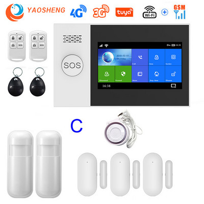 Bezdrôtový 4G WIFI GSM domáci bezpečnostný alarm proti vlámaniu SMS Tuya SmartLife ovládanie pomocou aplikácie s pohybovým senzorom, podpora Alexa a Google