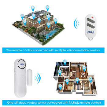 2022 KERUI Безжична сензорна аларма за врати/прозорци 300 фута 120 dB Интелигентно дистанционно управление против кражба за деца Безопасност на шкафа Сигурност на дома