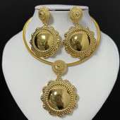 Sady šperkov Náušnice a náhrdelník Módne brazílske africké medené veľké náušnice s príveskom pre ženy, párty a svadobné darčeky