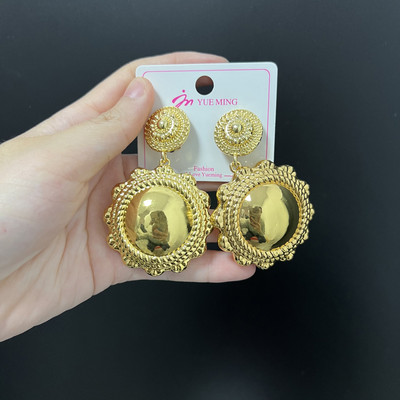 Sady šperkov Náušnice a náhrdelník Módne brazílske africké medené veľké náušnice s príveskom pre ženy, párty a svadobné darčeky